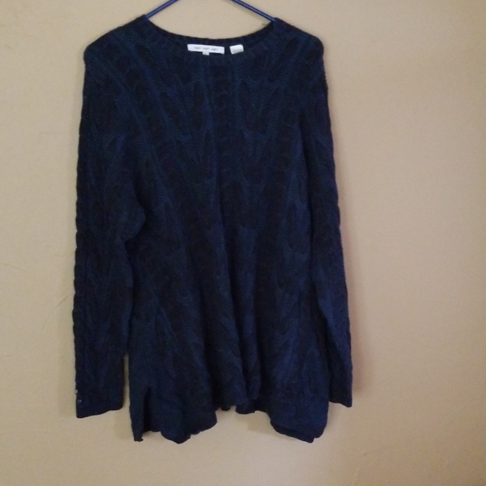 Blue and black cable knit sweater tunic